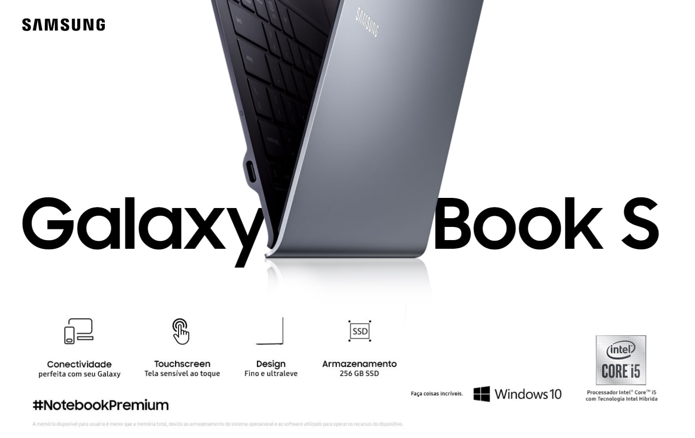 Notebook Samsung Galaxy Book S Intel® Core™ i5, Windows 11 Home, 8GB, 256GB SSD, 13.3 Full HD, 950g